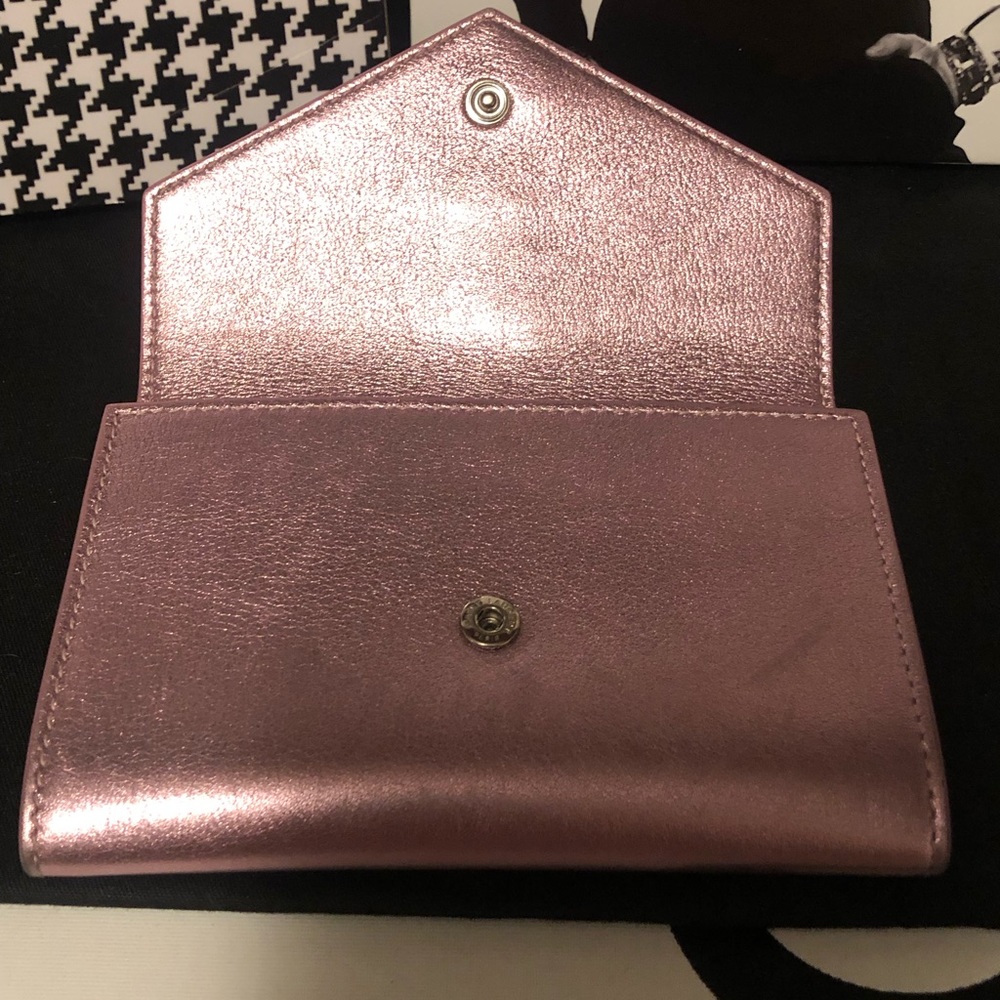 YSL Yves Saint Laurent Azalea Metallic Pink Wallet Rare - Picture 11 of 16